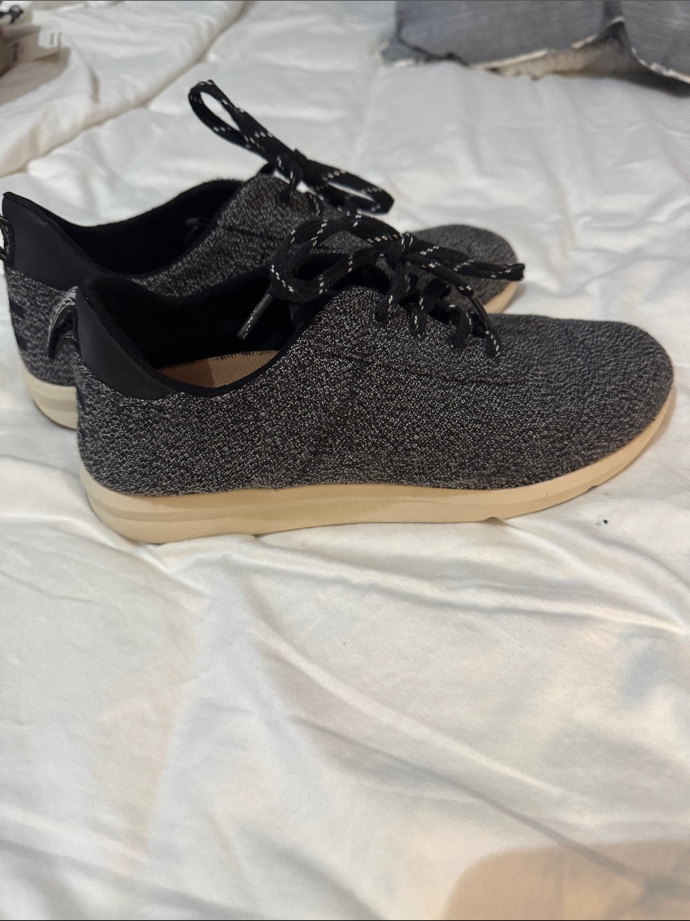 Toms Gray Knit Lace-Up Sneakers with Cream Sole